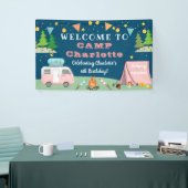 ガールズキャンプ誕生日キャンプアウトパーティーウェルカム 横断幕 (トレードショー)