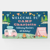 ガールズキャンプ誕生日キャンプアウトパーティーウェルカム 横断幕 (横)