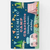 ガールズキャンプ誕生日キャンプアウトパーティーウェルカム 横断幕 (縦)