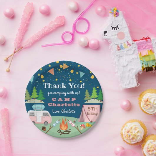 ガールズキャンプ誕生日キャンプアウトパーティー紙プレート ペーパープレート (パーティー)
