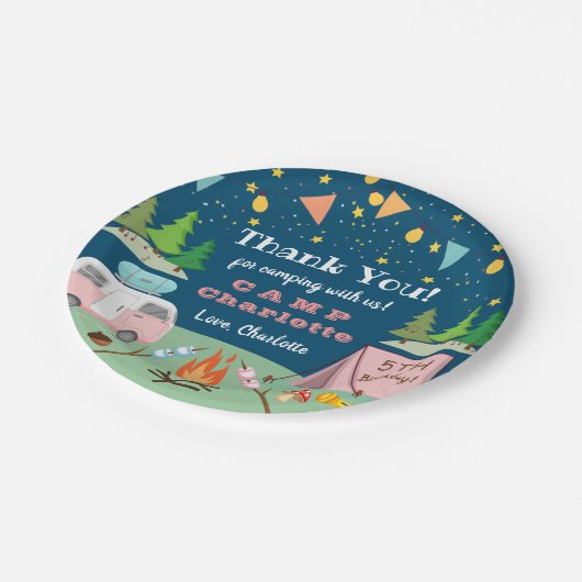 ガールズキャンプ誕生日キャンプアウトパーティー紙プレート ペーパープレート (アングル)