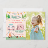 ガールズキャンプ誕生日キャンプパーティー写真 サンキューカード (正面)