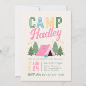 ガールズキャンプ誕生日招待状 招待状 (正面)