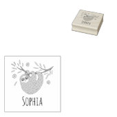 ガールズキュートスリーピングスロッスアニマル&ネーム蔵書票 ラバースタンプ (押印)