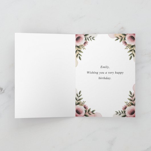 ガールズキュートバレリパーソナライズされたナ誕生日 カード (内部)