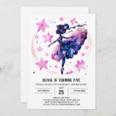 ガールズキュートバレリーナ誕生日 招待状 (正面/裏面)