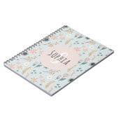 ガールズキュートパステルフローラプリントボタニカルキッズ ノートブック (左側)