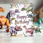 ガールズキュートパーソナライズされた恐竜誕生日 カード