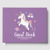 ガールズキュートパープルマジカルユニコーン誕生日 ゲストブック (正面)