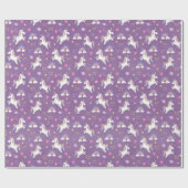 ガールズキュートパープルユニコーンパターン子供の誕生日 ラッピングペーパー (フラット)