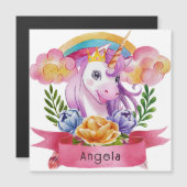 ガールズキュートパープルユニコーンレインボー名前をカスタムする (正面/裏面)