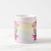 ガールズキュートパープルユニコーンレインボー名前をカスタムする コーヒーマグカップ (中央)