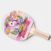 ガールズキュートパープルユニコーンレインボー名前をカスタムする 卓球ラケット (横)