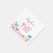 ガールズキュートピンクウォーターカラーバタフライ子供の誕生日 スタンダードカクテルナプキン (角)