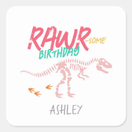 ガールズキュートピンクディオナーズ子供の誕生日のお願い スクエアシール