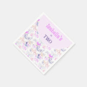 ガールズキュートピンクパープルバタフライ子供の誕生日 スタンダードカクテルナプキン (角)