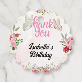 ガールズキュートピンクパープルバタフライ子供の誕生日 フェイバータグ