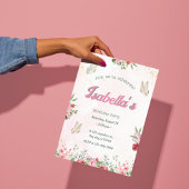 ガールズキュートピンクパープルバタフライ子供の誕生日 招待状