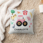 ガールズキュートピンクファームアニマルトラクターキッズ子供部屋 クッション (ブランケット)