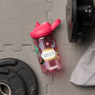 ガールズキュートピンクファームトラクターキッズスクール ウォーターボトル