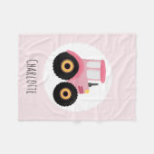 ガールズキュートピンクファームトラクター&ネームキッズ フリースブランケット (正面(横))