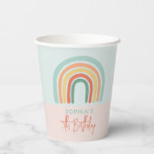 ガールズキュートピンクボホレインボー子供の誕生日 紙コップ (裏面)