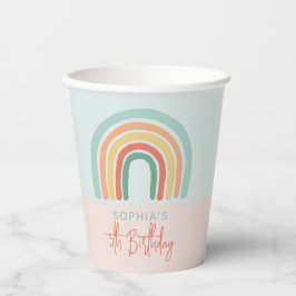 ガールズキュートピンクボホレインボー子供の誕生日 紙コップ