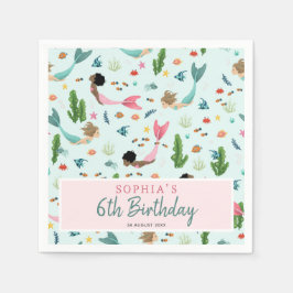 ガールズキュートピンクマジカルアンダーザシー誕生日 スタンダードカクテルナプキン