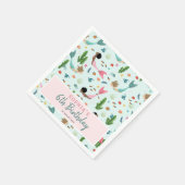 ガールズキュートピンクマジカルアンダーザシー誕生日 スタンダードカクテルナプキン (角)