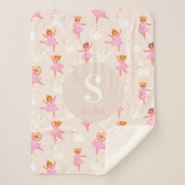 ガールズキュートピンクリトルバレリーナベビーブランケット シェルパブランケット