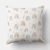 ガールズキュートピンクレインボー誕生統計ベビー子供部屋 クッション (裏面)