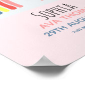 ガールズキュートピンクレインボー誕生統計ベビー子供部屋 ポスター (角)