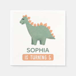 ガールズキュートピンク恐竜キッズディノ誕生日 スタンダードカクテルナプキン