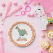 ガールズキュートピンク恐竜子供の誕生日 ペーパープレート (パーティー)