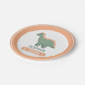 ガールズキュートピンク恐竜子供の誕生日 ペーパープレート (アングル)