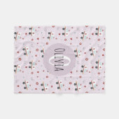 ガールズキュートピンク救急医療隊員救急車パターンキッズ フリースブランケット (正面(横))