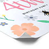 ガールズキュートフローラビー誕生日ウェルカムサイン ポスター (角)