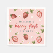ガールズキュートベリー初夏キッズ1st誕生日 スタンダードカクテルナプキン (正面)