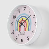 ガールズキュートボホピンクレインボーキッズ子供部屋 壁時計 (傾斜)