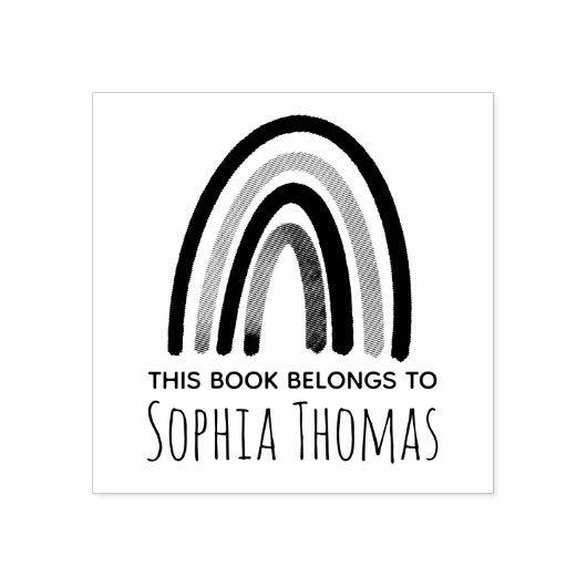 ガールズキュートボホレインボーキッズスクール蔵書票 ラバースタンプ (インプリント)