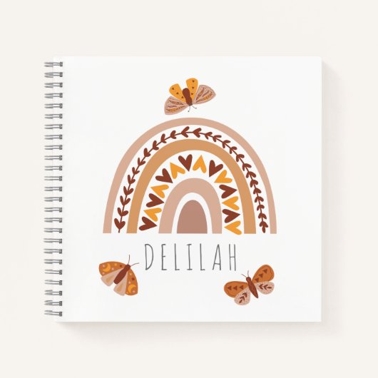 ガールズキュートボホレインボーキッズ名前をカスタムする ノートブック (正面)