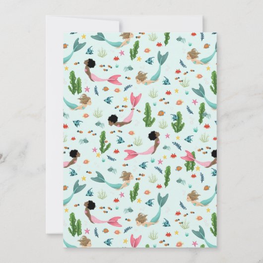 ガールズキュートマジカルアフロマーメイド7誕生日 招待状 (裏面)