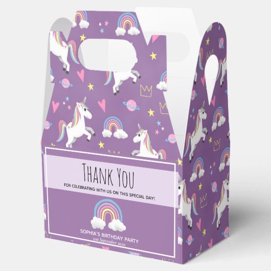 ガールズキュートマジカルユニコーン子供の誕生日パーティー フェイバーボックス (オープン)