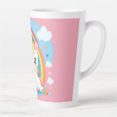 ガールズキュートユニコーンレインボー名前をカスタムする カフェラテマグ (右)