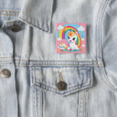 ガールズキュートユニコーンレインボー名前をカスタムする 缶バッジ (インサイチュ)