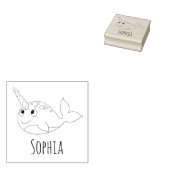 ガールズキュートレインボーナールワールアンドネームスクール蔵書票 ラバースタンプ (押印)