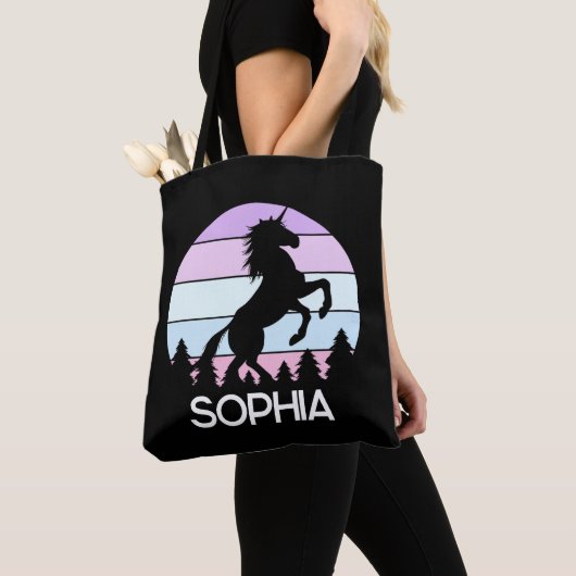 ガールズキュートレインボーパステルサンセットキッズトートバッグ トートバッグ (クローズアップ)