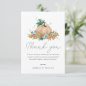 ガールズキュート秋秋カボチャ赤ちゃんシャワー サンキューカード (スタンド正面)