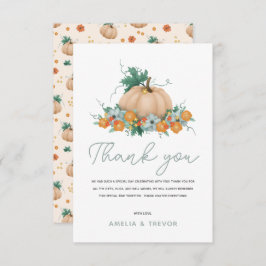 ガールズキュート秋秋カボチャ赤ちゃんシャワー サンキューカード