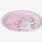 ガールズキュート&ピンクガーリーユニコーン子供の誕生日 ペーパープレート (アングル)